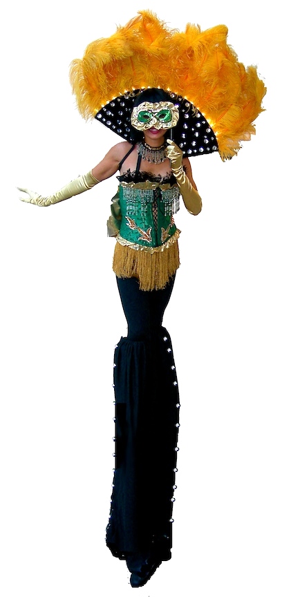 MARDI GRAS GREEN SHOWGIRL BY STILT PROS