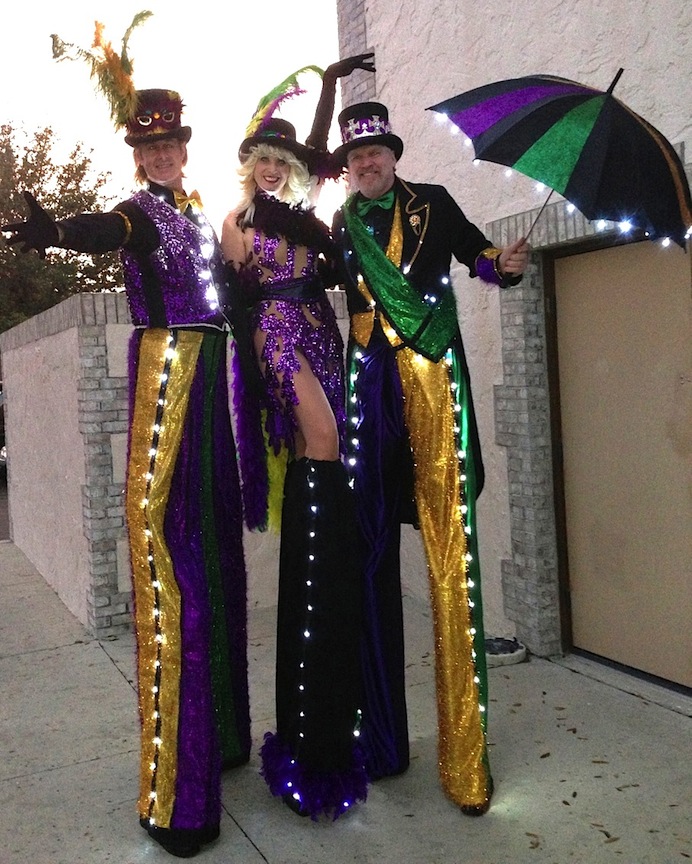 LIGHTED MARDI GRAS STILT WALKERS BY STILT PROS